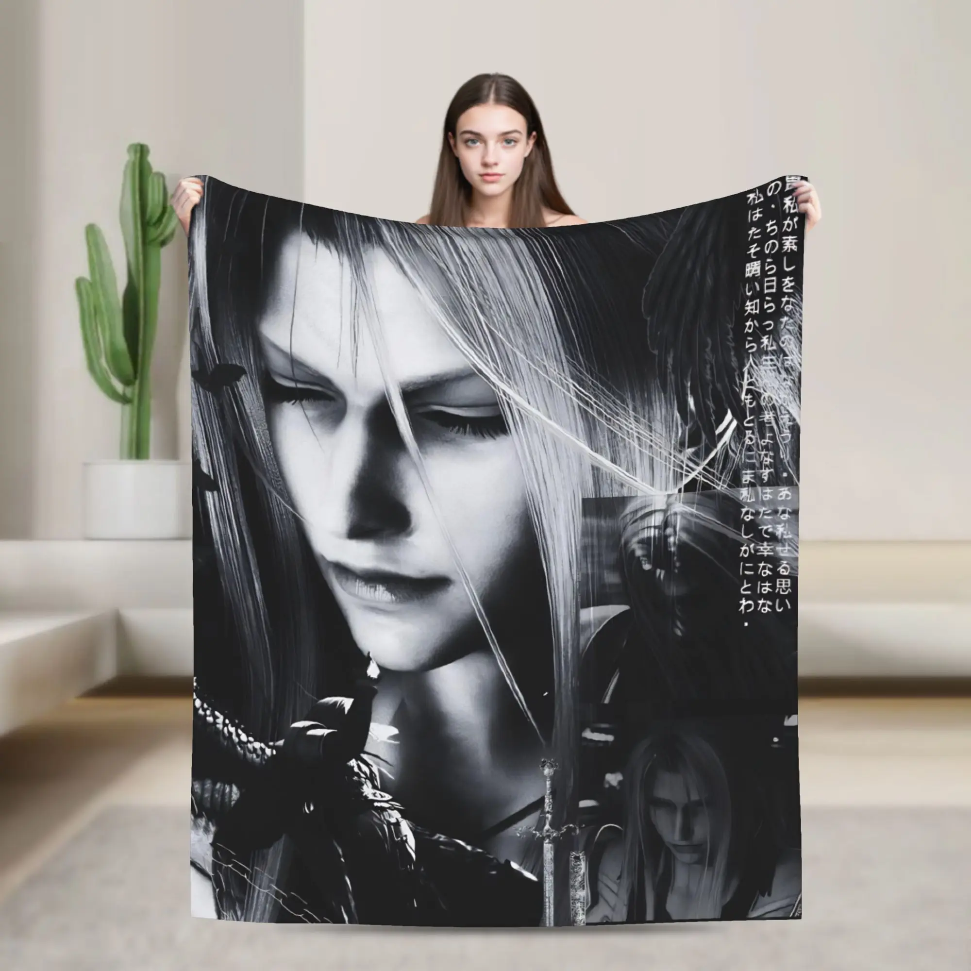 Sephiroth Finals Fantasys Decke, Korallen-Fleece, Plüsch, Sommer, leicht, dünn, Überwurfdecken für Bett, Schlafzimmer, Bettwäsche, Überwürfe