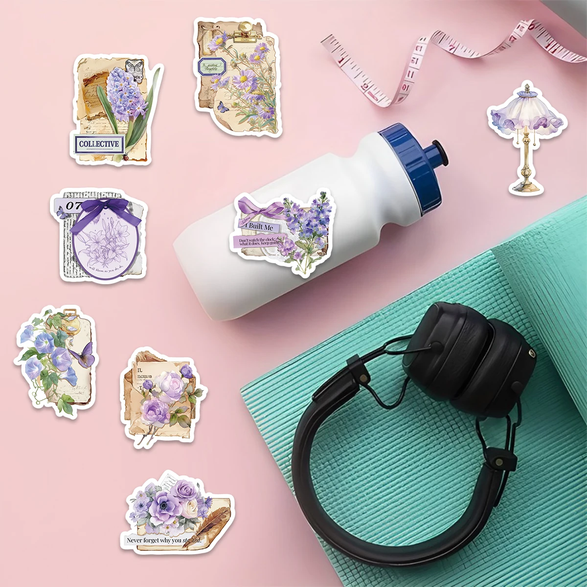 32 قطعة من ملصقات عزر عتيقة لحديقة الخزامى لأجهزة الكمبيوتر المحمولة وزجاجات المياه وحقائب السفر وسجلات القصاصات المصنوعة يدويًا وملصقات الأطفال