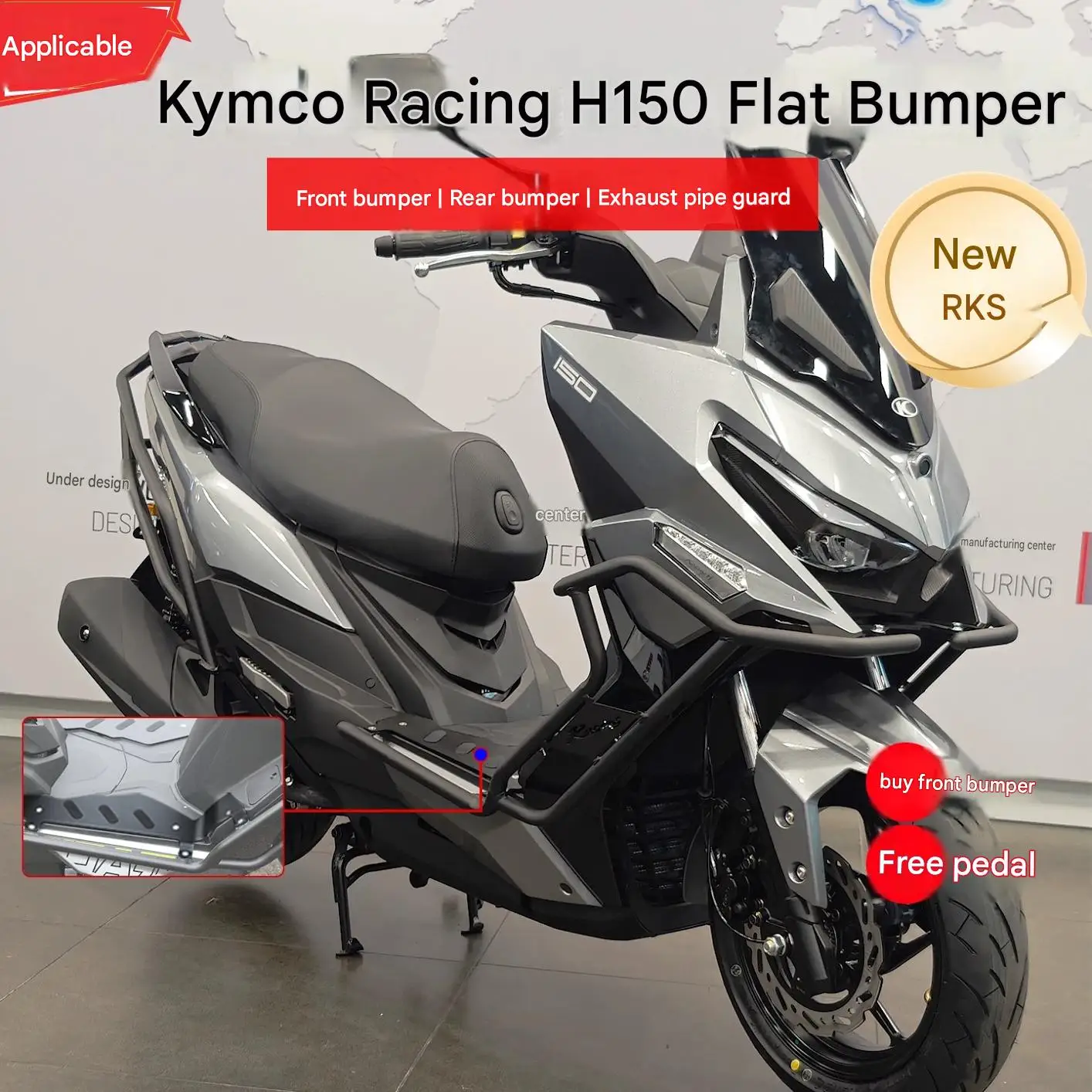 For 2025 KYMCO Racing-H150 Flat-Floor Scooter Modification Kit -Complete Dedication Bumper Body Line Fit Enhancement Accessories