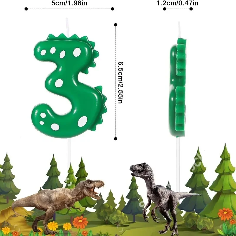 Conjunto de velas pré-históricas para festa, velas com números em forma de dinossauro fofo para decoração de bolo de aniversário infantil, suprimentos temáticos jurássicos