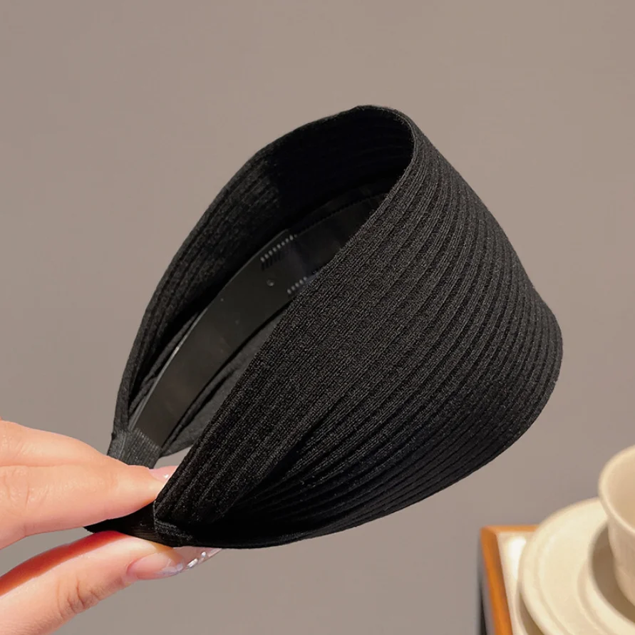 Rutschfestes Stirnband mit breiter Krempe für Damen, kurzes Haar, einfache Haarspangenabdeckung, graues Haar, modisches Temperament, Haardruck-Kopfbedeckung – Detail 11
