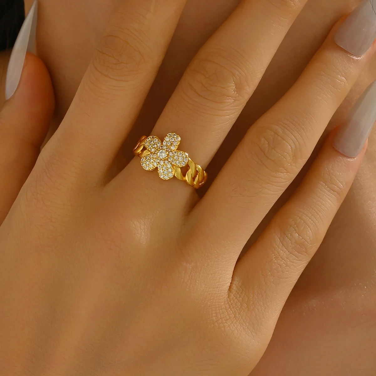 

Роскошное кольцо для женщин из чистого золота 24K 9999 пробы с бриллиантами, кольцо в форме цветка