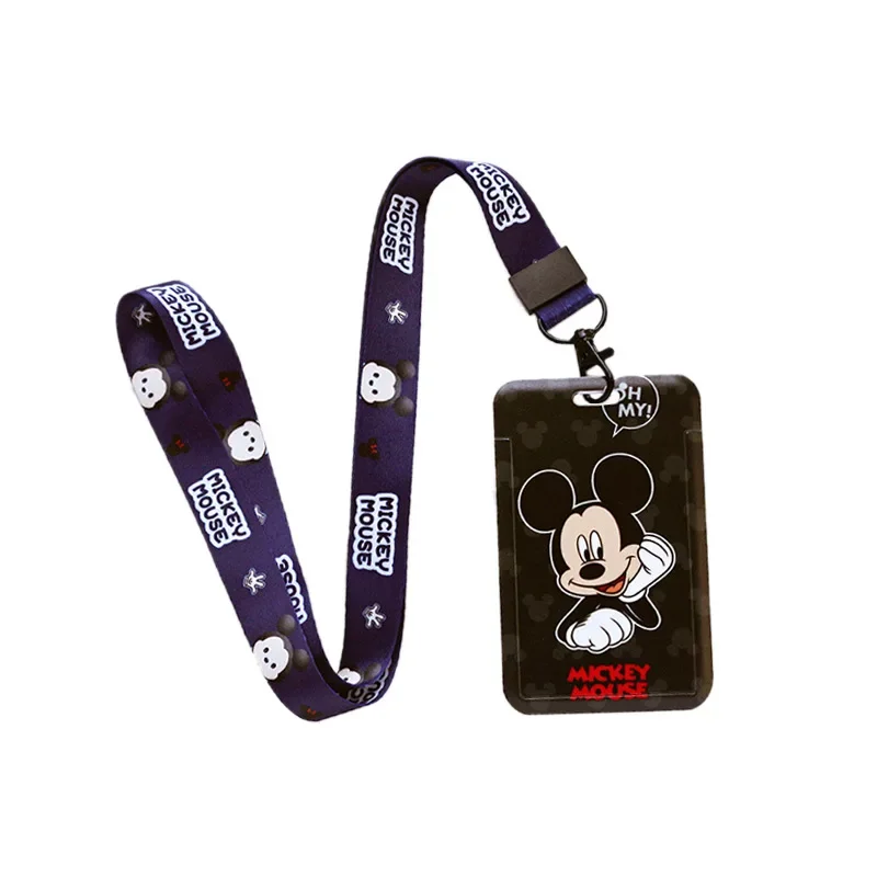 Disney-Porte-cartes de dessin animé mignon, porte-clés ABS, lanière de campus étudiant, couverture de carte d'identité de travail, étui pour carte de bus Minnie, cadeau