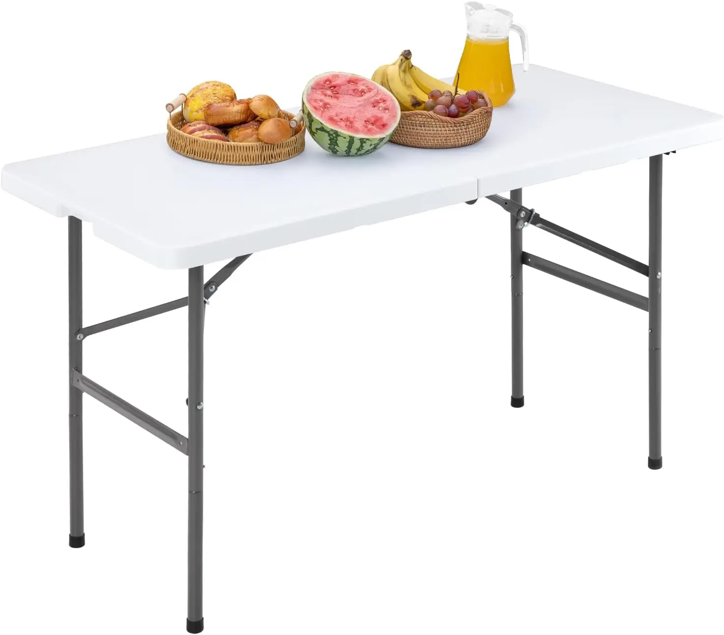 

Складной стол 4 фута, портативный, усиленный, для кемпинга, пикника, обедов, вечеринок, для использования в помещении и на улице, с ручкой