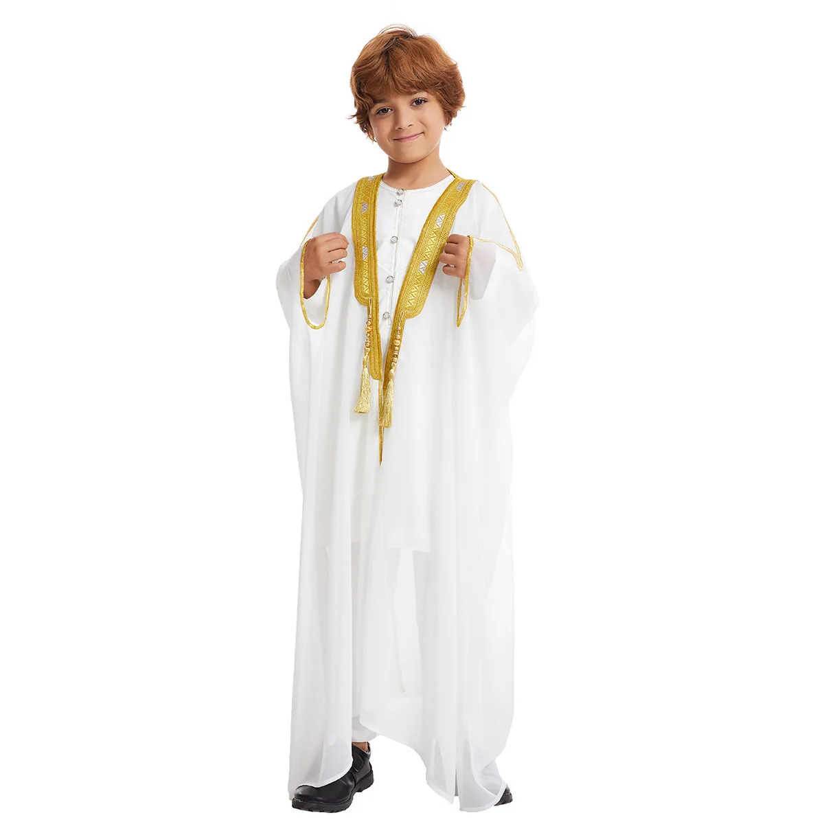 1pcs/lot boy embroidery chiffon muslim jubba thobe Islamic Jubba robe