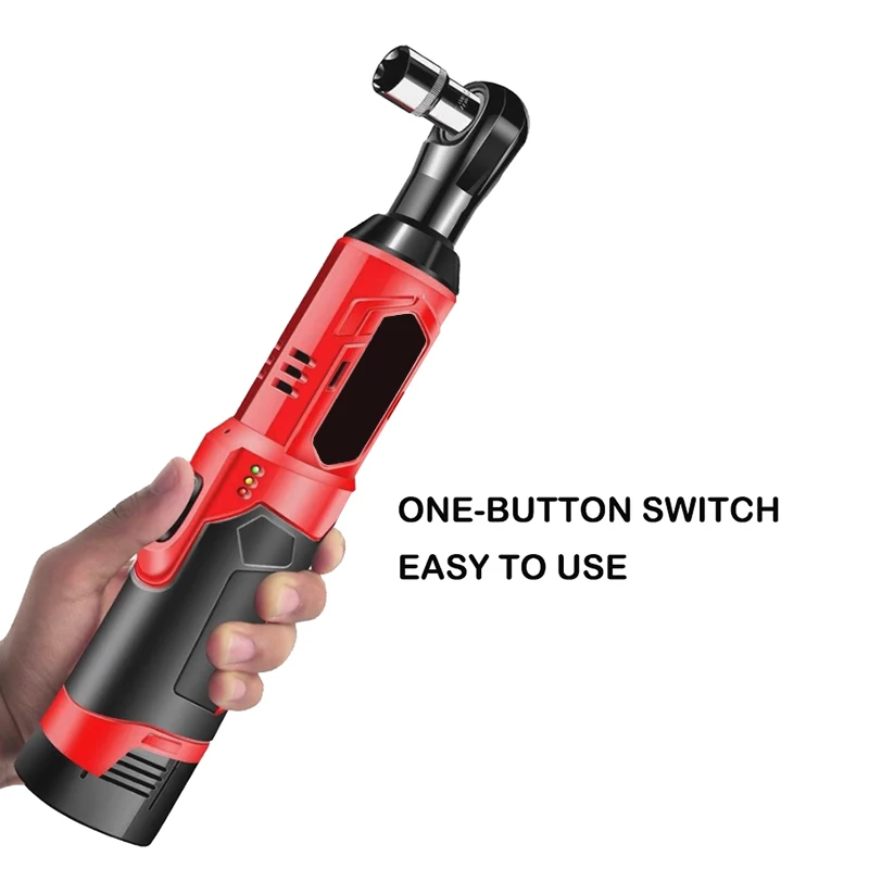 12V Cordless Electric Screwdriver Wrench 3/8 Inch Right Angle Ratchet Wrench Impact Drill Removal Screw Nut Car Repair Tool