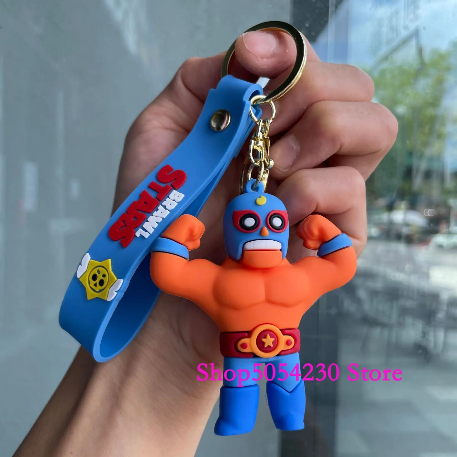 Llaveros de figuras de anime, de silicona, coleccionables, desechables, con temática del juego Brawl Stars, para cumpleaños, decoración de Leon y Crow, y como colgante para bolso.