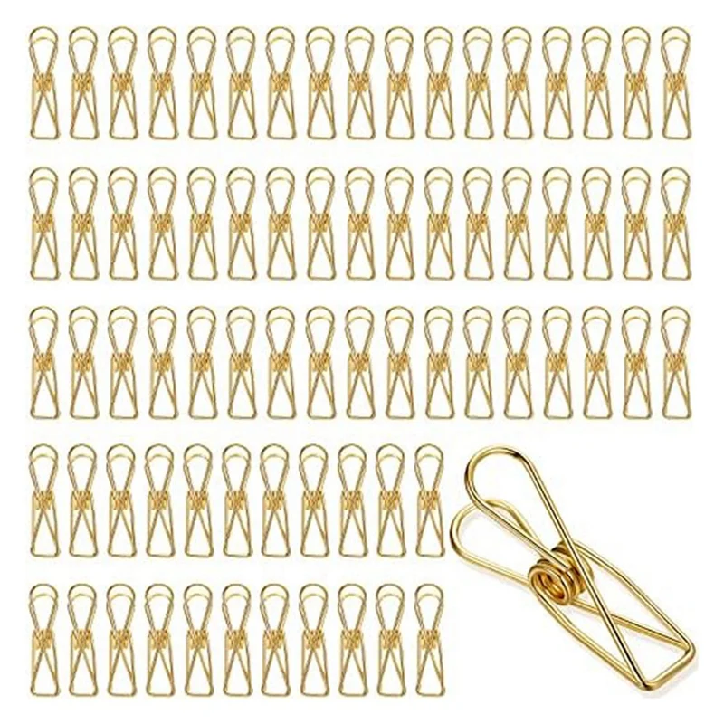 Clips Metal Wire Hollow Out Clips Multi Purpose Utility Clips Invoice Bill Paper Clips Hanging Clothes Pins, 100PCS