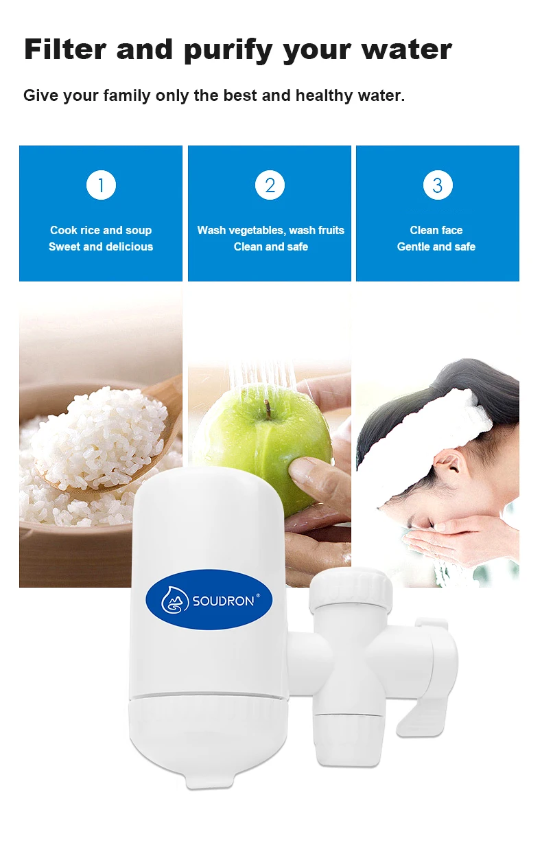 Filtro de água da torneira lavável substituição torneira da cozinha filtro purificador de água de longa duração