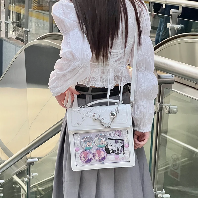 Gothic Hot Girl Transparent Itabag Rhombus Sweet Casual Backpacks Commuter Shoulder Bags Women's Handbag Messenger Bag