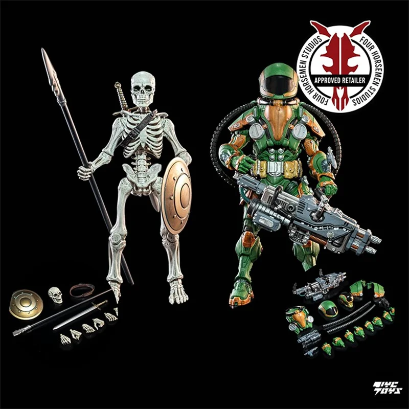 

Four Knights 1/12 Scale Collectible Figure Green Heavy Machine Gunner Skeleton Soldiers 7Inch Action Figure Model 7" Male Soldie