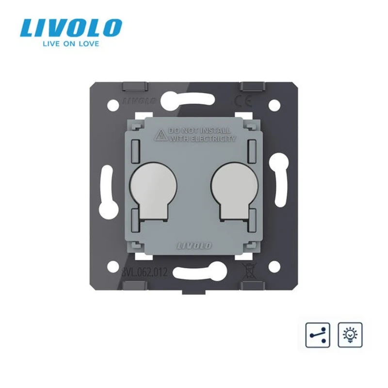 Novo Interruptor de Parede Táctil Livolo DIY Padrão UE 2 Gangues 2 Vias Sem Painel de Vidro com Luzes LED e Dimmer Adaptável para Casa VL-C702SD