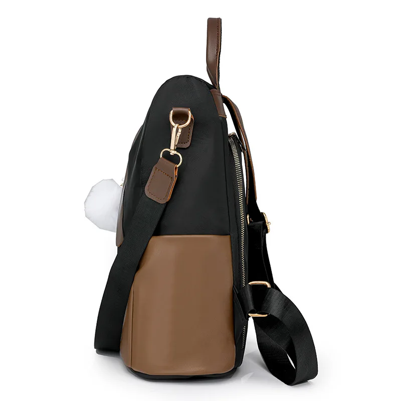 Nylon lightweight student schoolbag, large-capacity multi-functional waterproof crossbody single-shoulder backpack