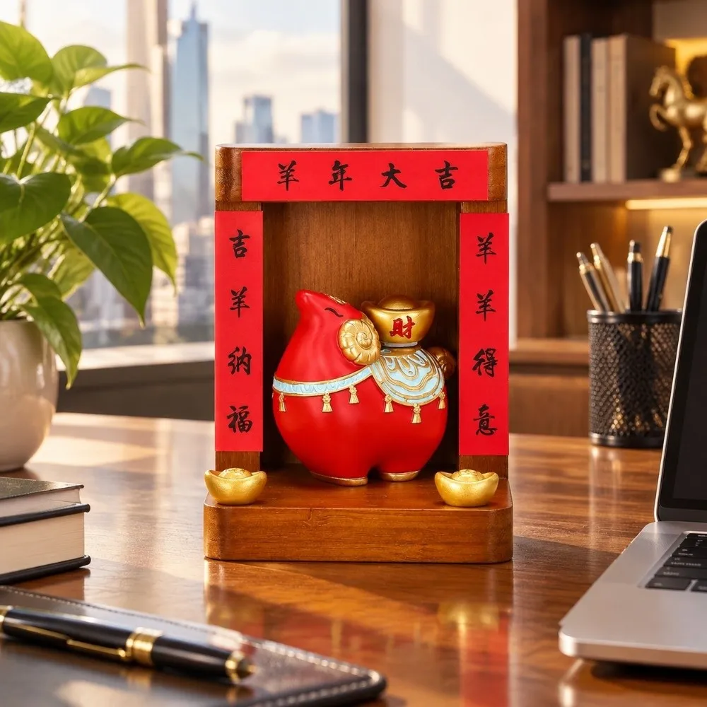 Traditional Goat Shrine Ornament Rotating Blessing Desktop Sheep Statue Lucky Chinese Style Auspicious Sheep Ornament