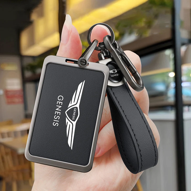 Skórzane etui na kluczyk samochodowy do Genesis GV60 Card 2023 Pure Electric G80 NFC Key Protector Shell Bag Auto Accessories Interior