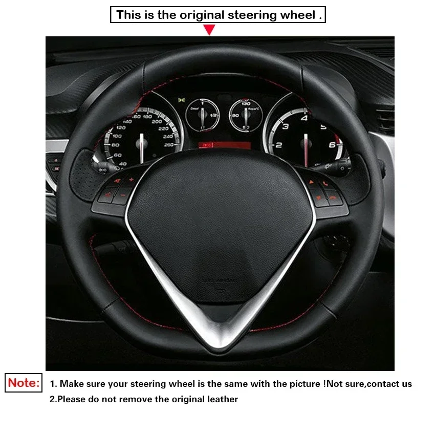 Black Faux Leather Car Steering Wheel Cover For Alfa Romeo Giulietta 2014-2021 MiTo 2014-2019 (D-shaped)