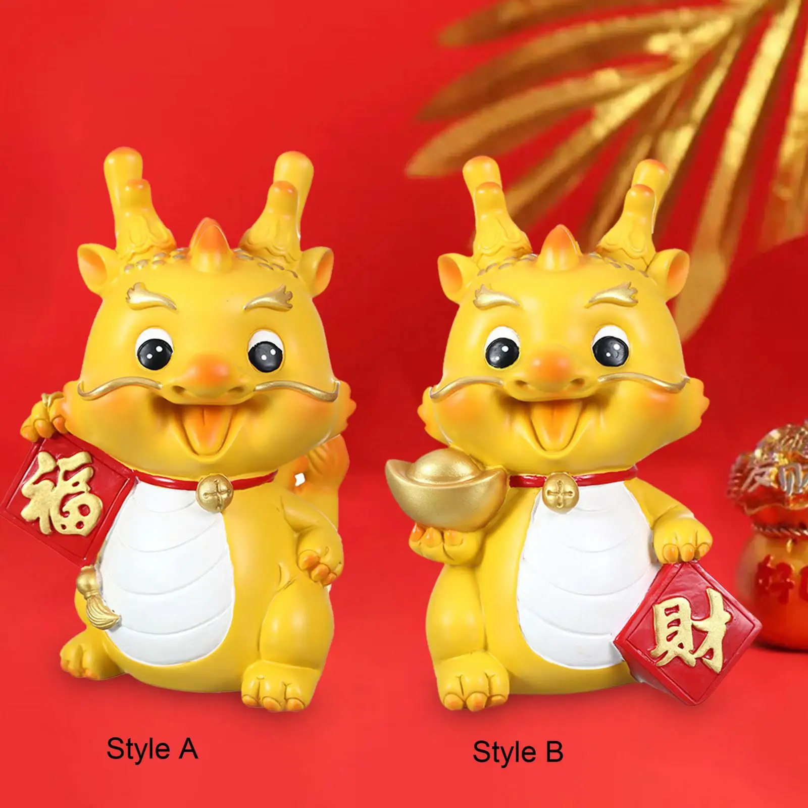 Chinese New Year Dragon Statue Dragon Piggy Bank Desk Animal Sculpture Craft Money Bank Figurine for Spring Festival Bookcase