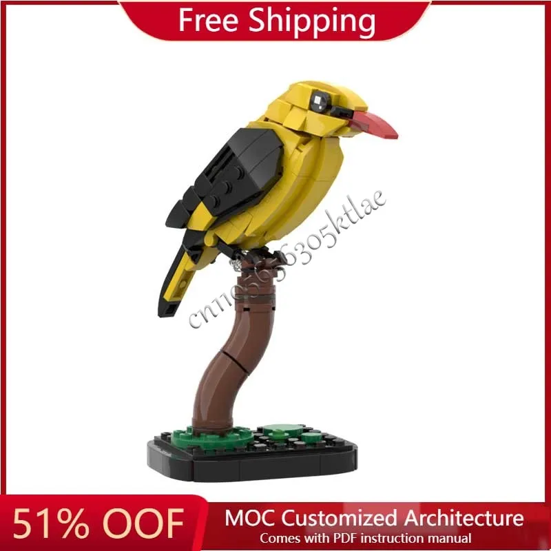 

189 шт. MOC Animal Series Золотая иволговая модель здания DIY креативная сборка наборы игрушек рождественские подарки подходят для всех энтузиастов