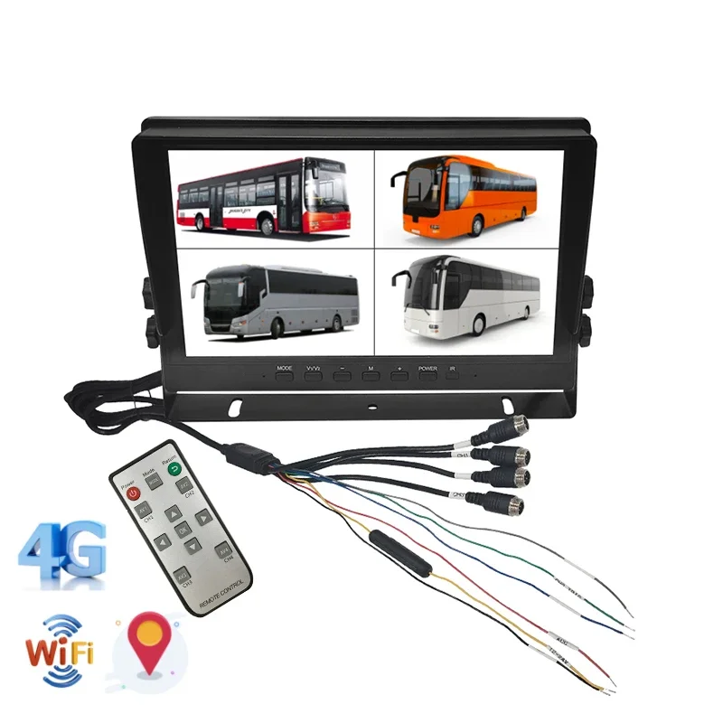 10.1 inch DVR Quad Split Screen AHD Camera Input Vehicle Security System with 4G WIFI GPS Support Remote Monitoring