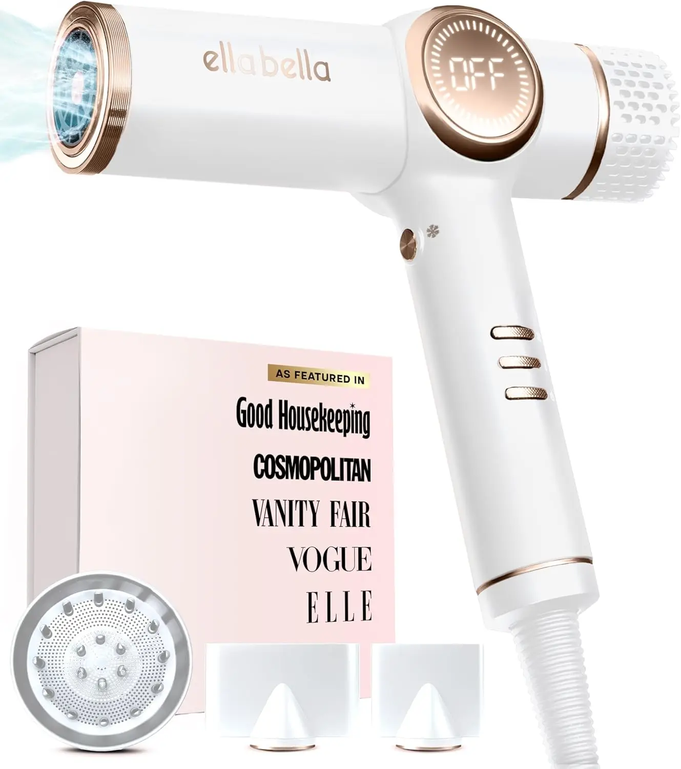 

Professional Ionic Hair Dryer with Diffuser, Negative Ion Technology for All Hair Types, Fast Drying & Lightweight