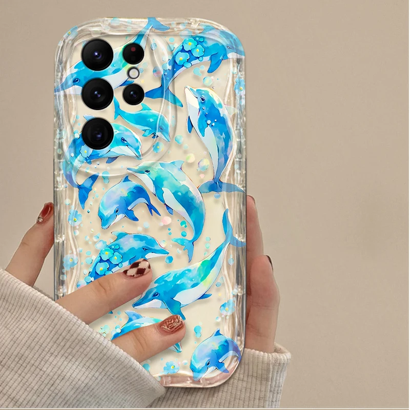귀여운 다채로운 해양 유기체 3D 웨이브 케이스 삼성 갤럭시 S24 울트라 S23 S22 플러스 S21 S20 FE A25 A55 A35 A15 A16 A05 A05S A06