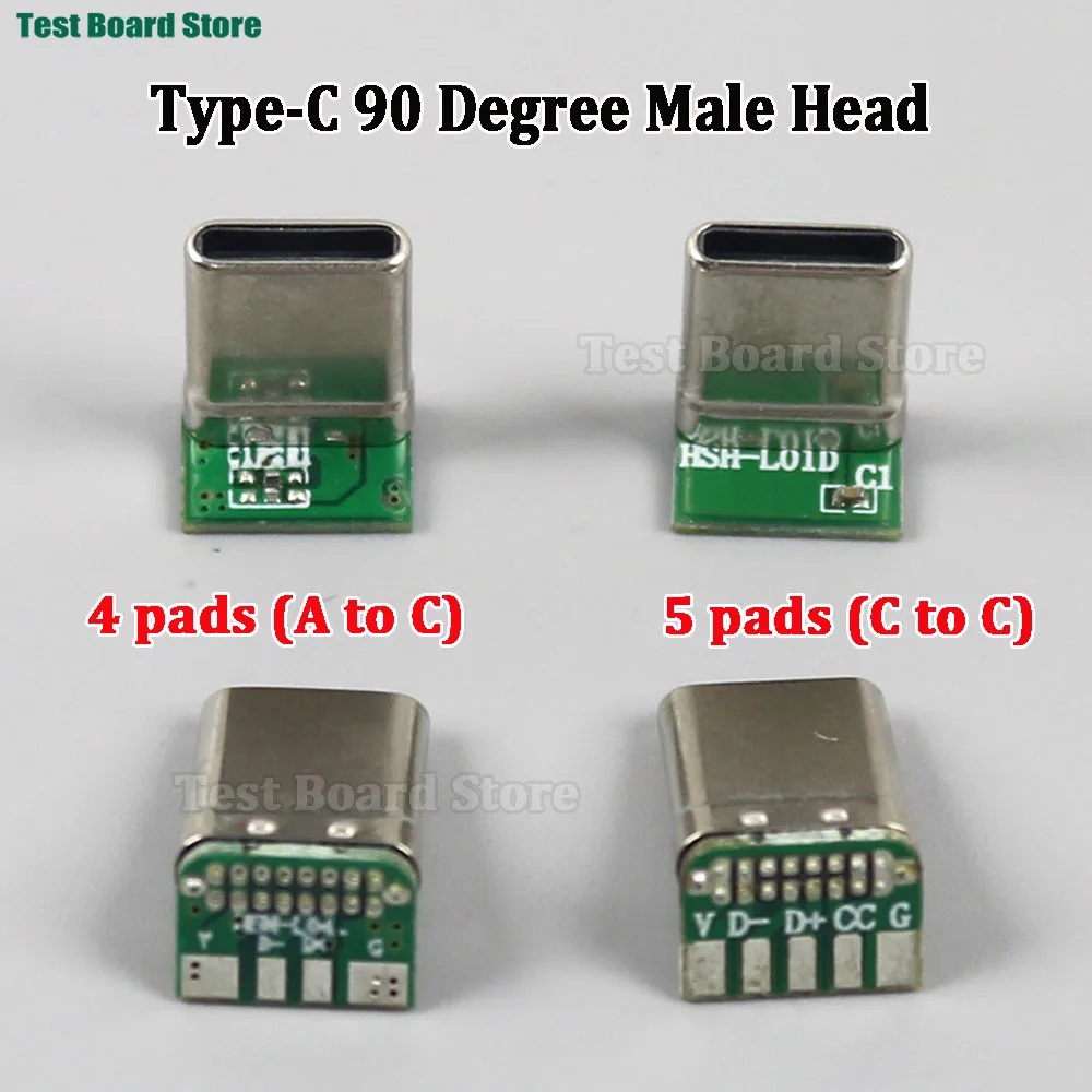 

2/5/10pcs Type-C 90 Degree Male Head 4/5 Solder Pads CTOC Stretching Shell Mobile Data Cable Connector Game Charging PD Plug