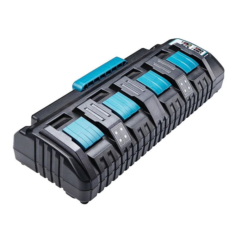 DC18SF 4-Port Charger Black Charger For Makita Battery 14.4V 18V 3.0Ax4 Li-Ion BL1830, BL1830B, BL1840, BL1840B, BL1850, EU Plug