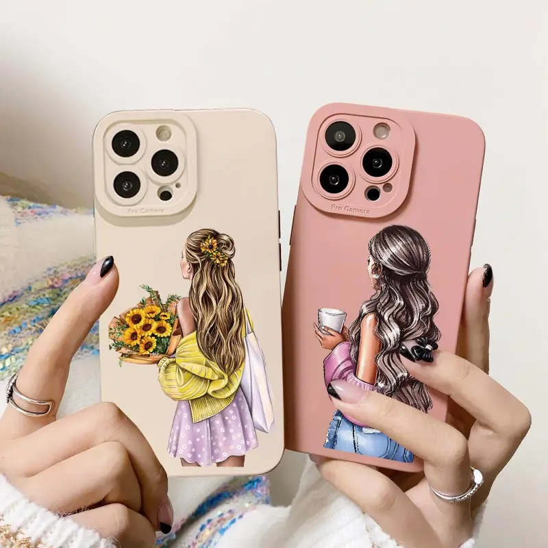Junges Mädchen Muster Handy hülle für iPhone 14 15 plus Pro Max 11 12 13 Pro Max 7 8 plus se 2020 x xr xs weiche Silikon hülle Fundas