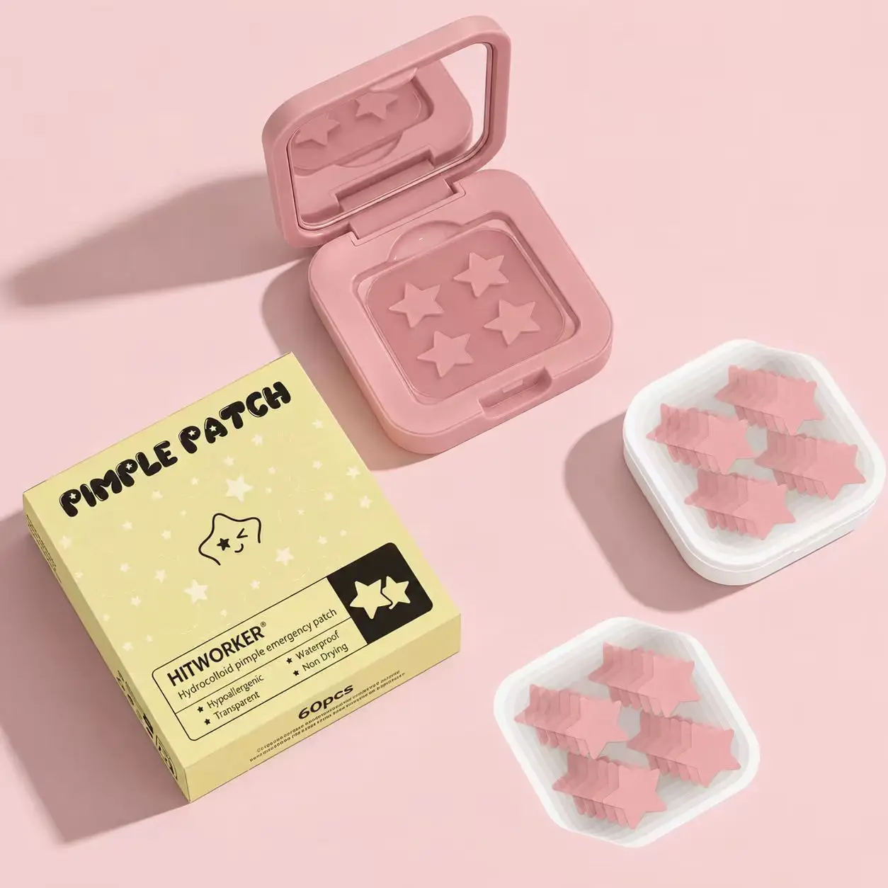 Star Water Gel Pickel-Concealer-Patches, Modisches Make-up-Essential, Einzelverpackung mit Spiegel, Tragbar, 60 Patches – Detail 7