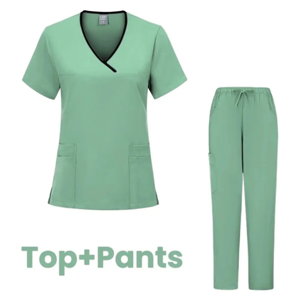 2024 Customization OEM Short Sleeve Nurse Dress Surgical Uniform Stylish Female Womens Skew Collar Medical Scrubs Uniforms