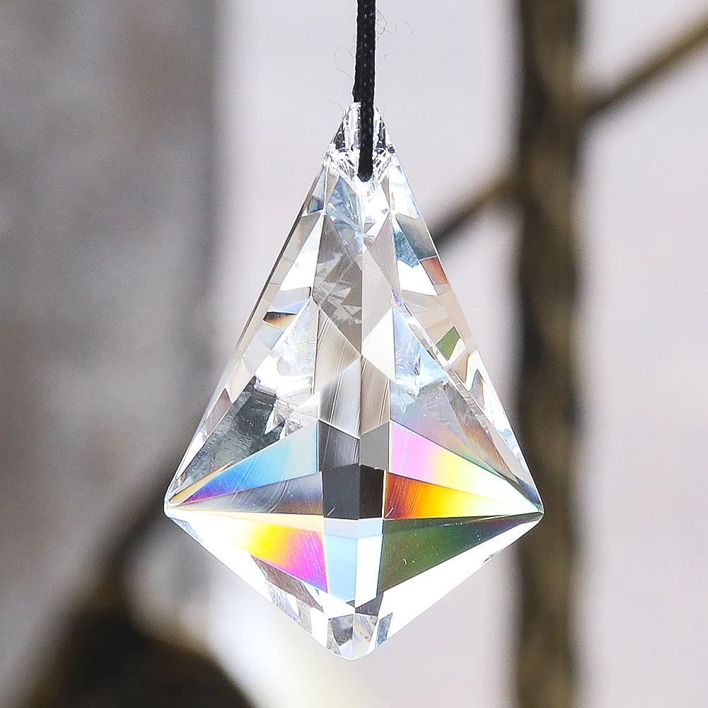 50mm Clear Chandelier Crystal Prism Suncatcher Lamp Parts Faceted Glass Drop Pendant Rainbow Refraction Light Catcher Decor Prop