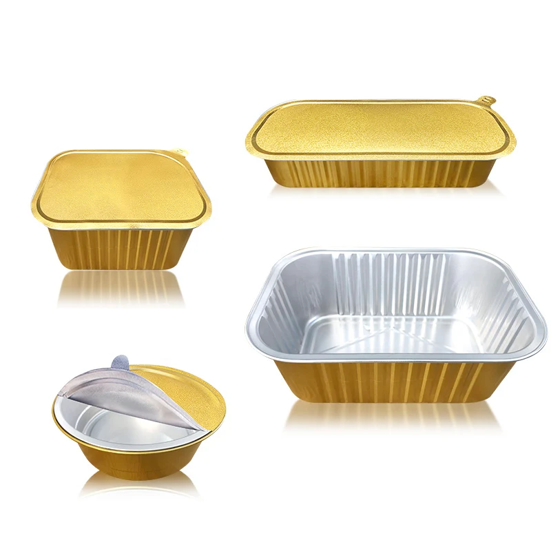 

Round Square Aluminum Foil Box Thickened and Sealable Food-grade Packaging Box Rectangular Takeaway Aluminum Foil Lunch Box