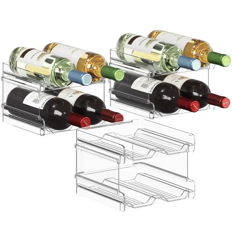 

Plastic Stackable Wine Rack for refrigerator, Cabinet, Countertop,Wine Bottle Holder, Water Bottle Organizer for Fridge, Pantry,