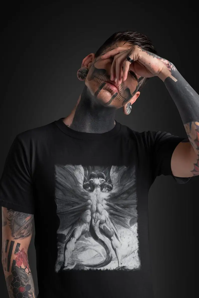 the great red dragon t-shirt, william blake occult graphic tee, goth unisex top