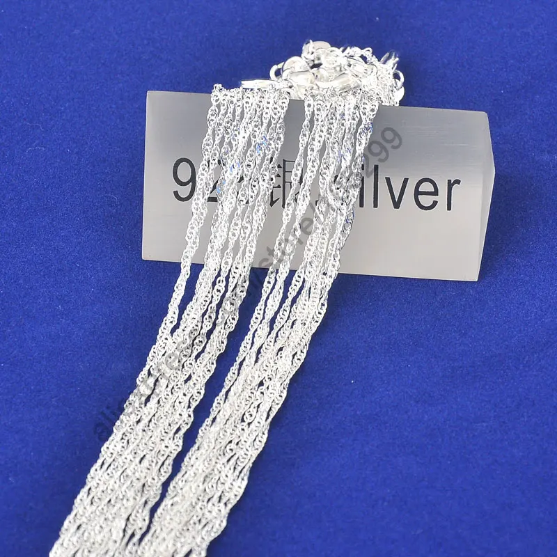 5PCS Wholesale 100% Real Pure 18 Inches 925 Sterling Silver Necklace Top Quality Water Wave Twisted Singapore Chain Fine Jewelry