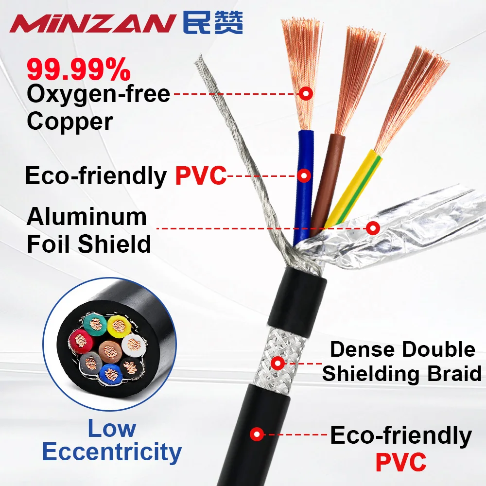 RVVP Cable 24 20 18 15 13 17AWG 0.75MM 1 2 3 4 5 Core Dual PVC Shielded Audio Signal Cable 4 Wire For Spindle Cable  Copper