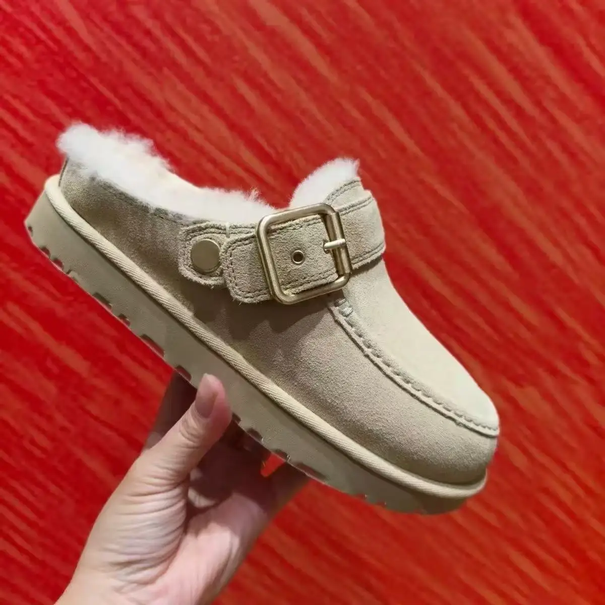 2026 Neue Winter-Hausschuhe aus Schafwolle mit integrierter, dicker Sohle für Damen, Retro-Zehenwickel-Müller-Schuhe für den Außenbereich – Detail 21