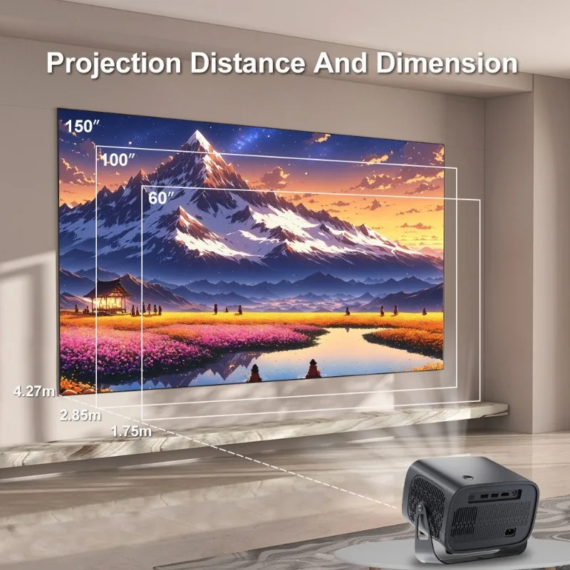 WiFi Smart Mini Portable Projector,4K Decoding Supported,Phone Mirroring For Home Bedroom