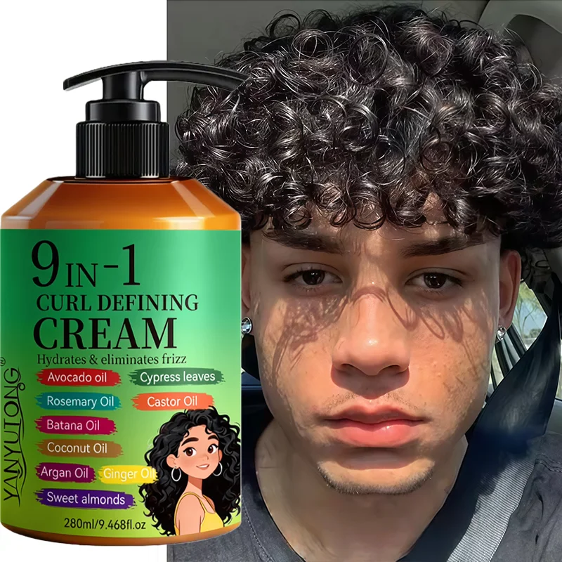 280ml Curly Hair Styling Cream, Moisturizing and Smoothing Formula, Enhances the Elasticity and Shine of Curly Hair, Easy to Set 6