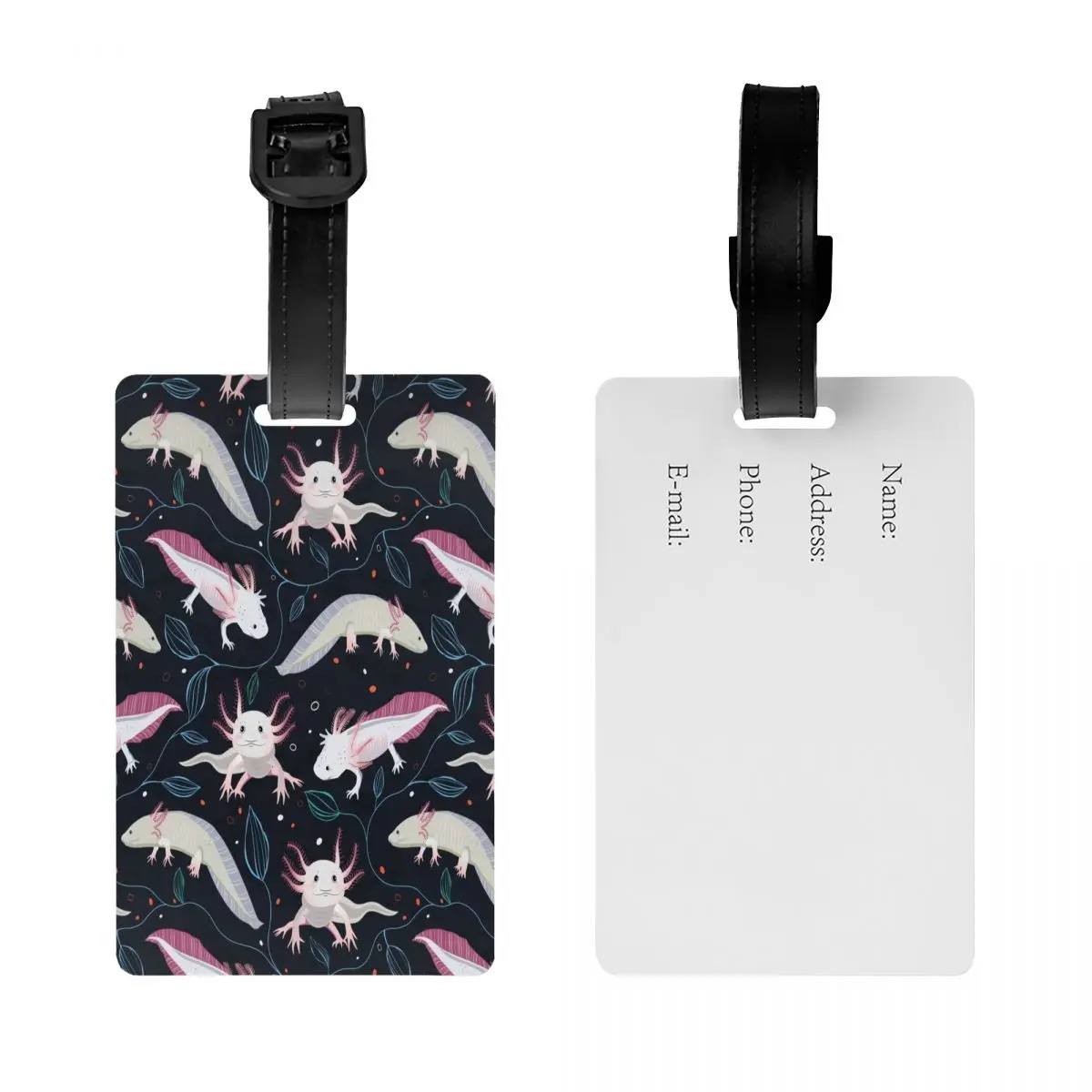 Custom Cute Exotic Salamander Animal Axolotls Luggage Tag With Name Card Privacy Cover ID Label for Travel Bag Suitcase