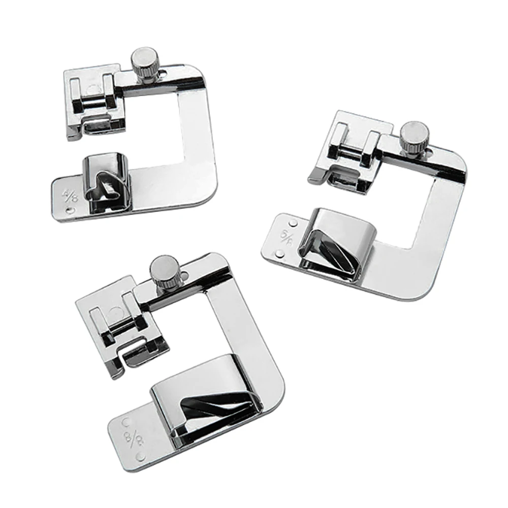 3 pcs Domestic Sewing Machine Presser Foot Rolled Hem Feet For Brother Singer Janome Babylock Juki Sewing Machine Accessories