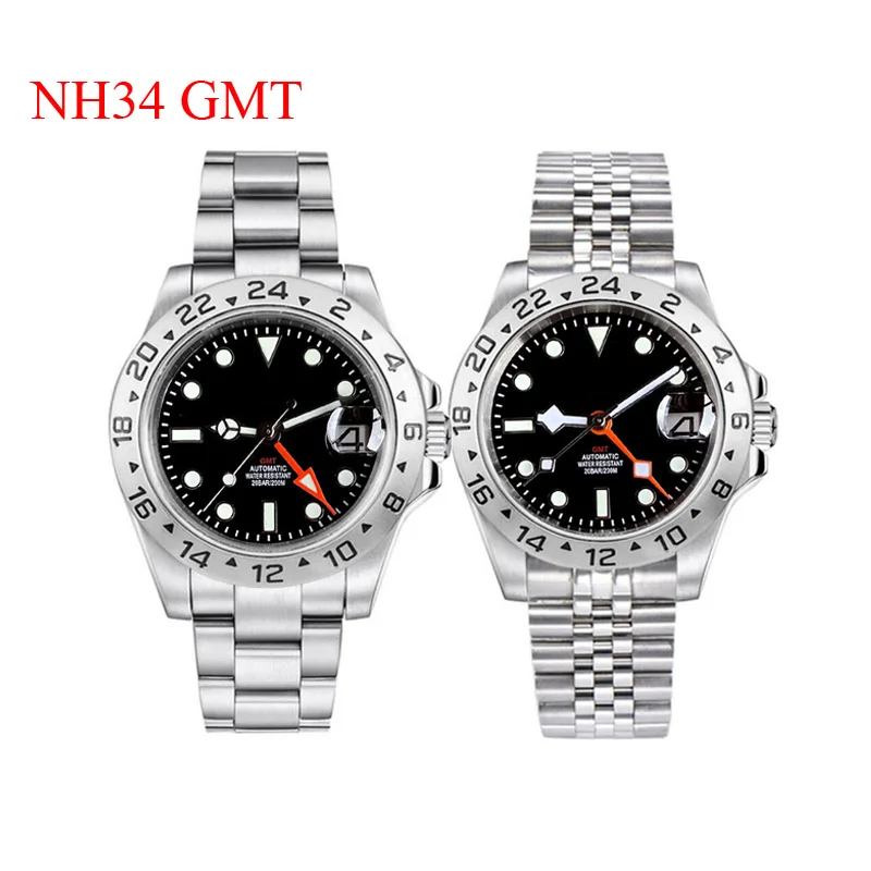 

Luxury Tandorio NH34A 39mm Black Dial Luminous NH34 GMT Automatic Men Watch Steel Strap Sapphire Glass 20ATM Waterproof