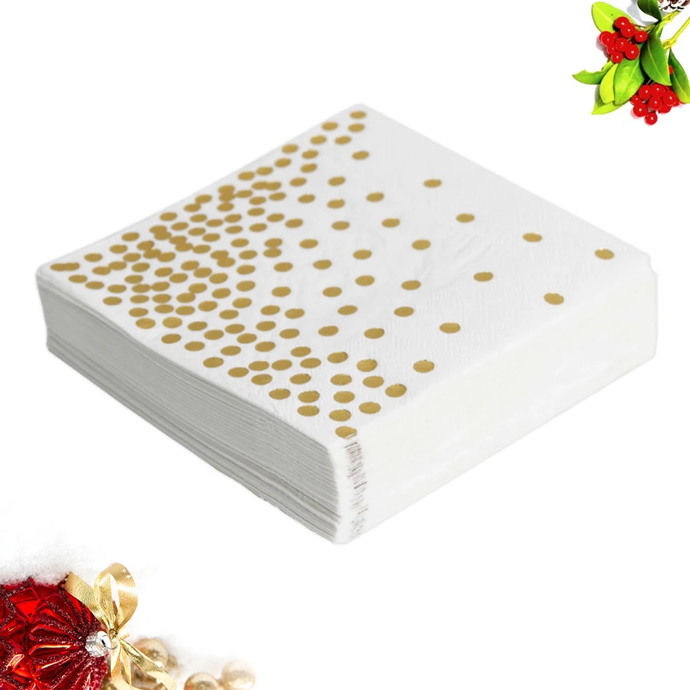 20 قطعة مناديل النقاط الذهبية منقوشة إبداعية مناديل ورقية للاستخدام المتاح في المهرجانات والحفلات هدية تزيين المنزل اليومي #4