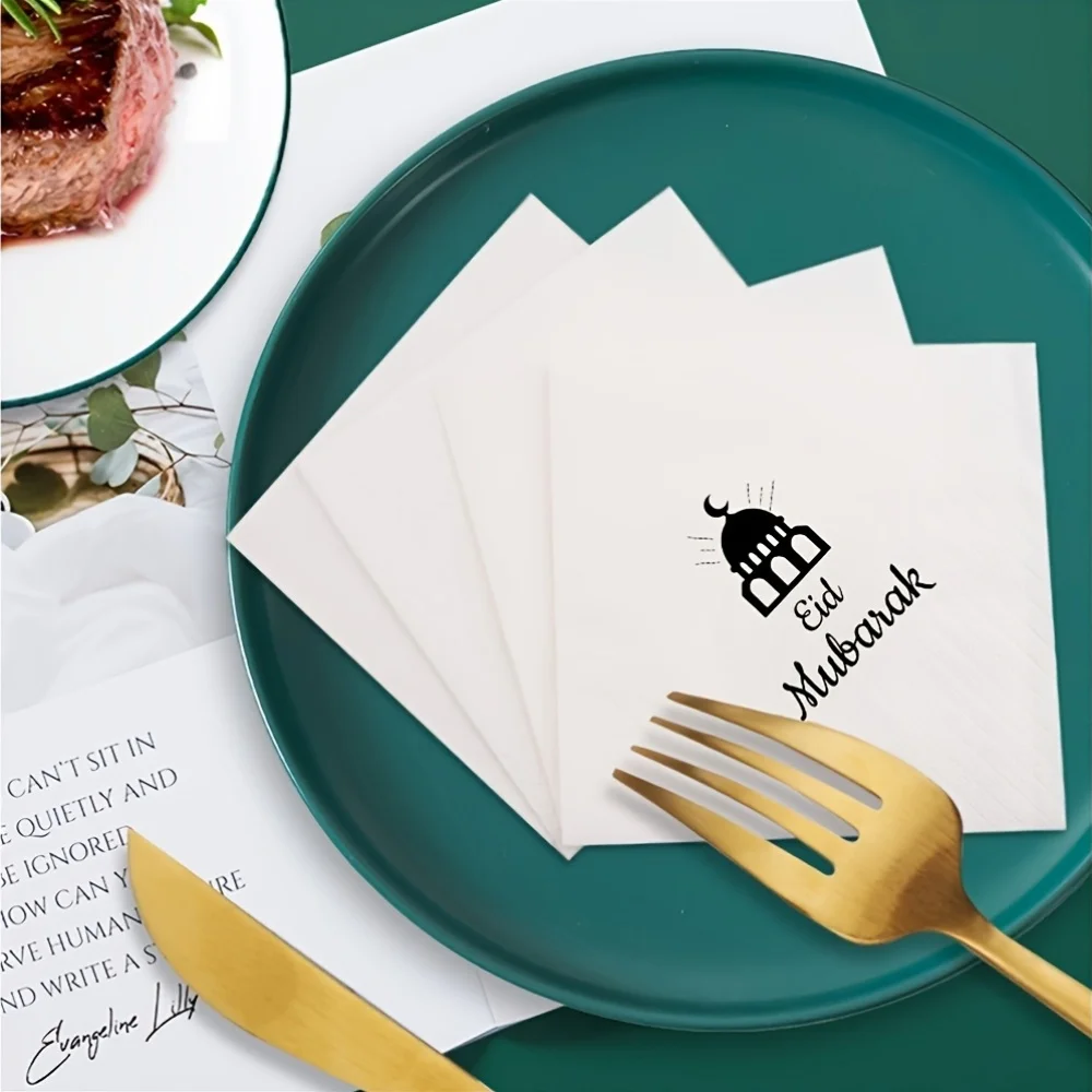 50 قطعة/الحزمة مناديل عيد مبارك/رمضان، لوازم تزيين عطلة رمضان، مناديل تزيين عطلة عيد الفطر الإسلامية #3