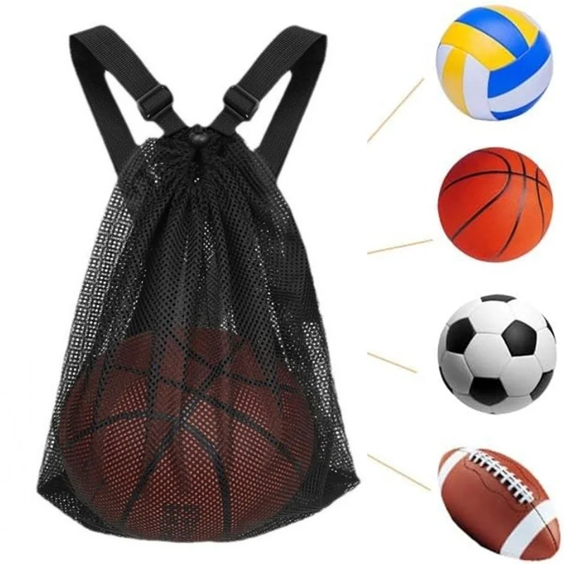 

Reusable Drawstring Large Mesh Backpack Bag Portable Football Basketball Storage Bags Sports Gym Travel Toy Bag Shopping Pocket