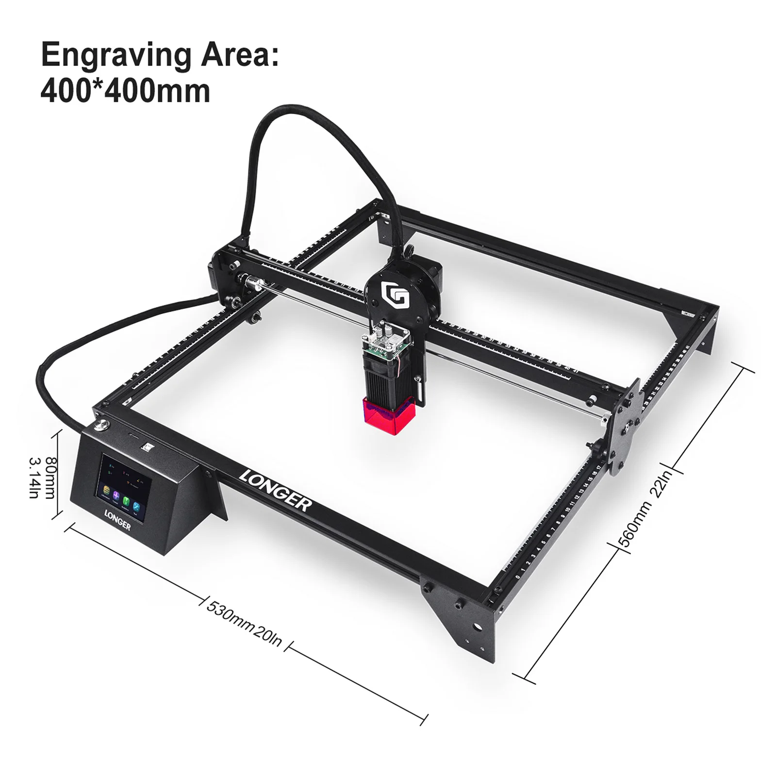 Dłuższy grawer laserowy Ray5 10W 3. 5-calowy ekran dotykowy obszar grawerowania 400x400mm 32-bitowa aplikacja wsparcie płyty głównej WIFI USB danych karty TF