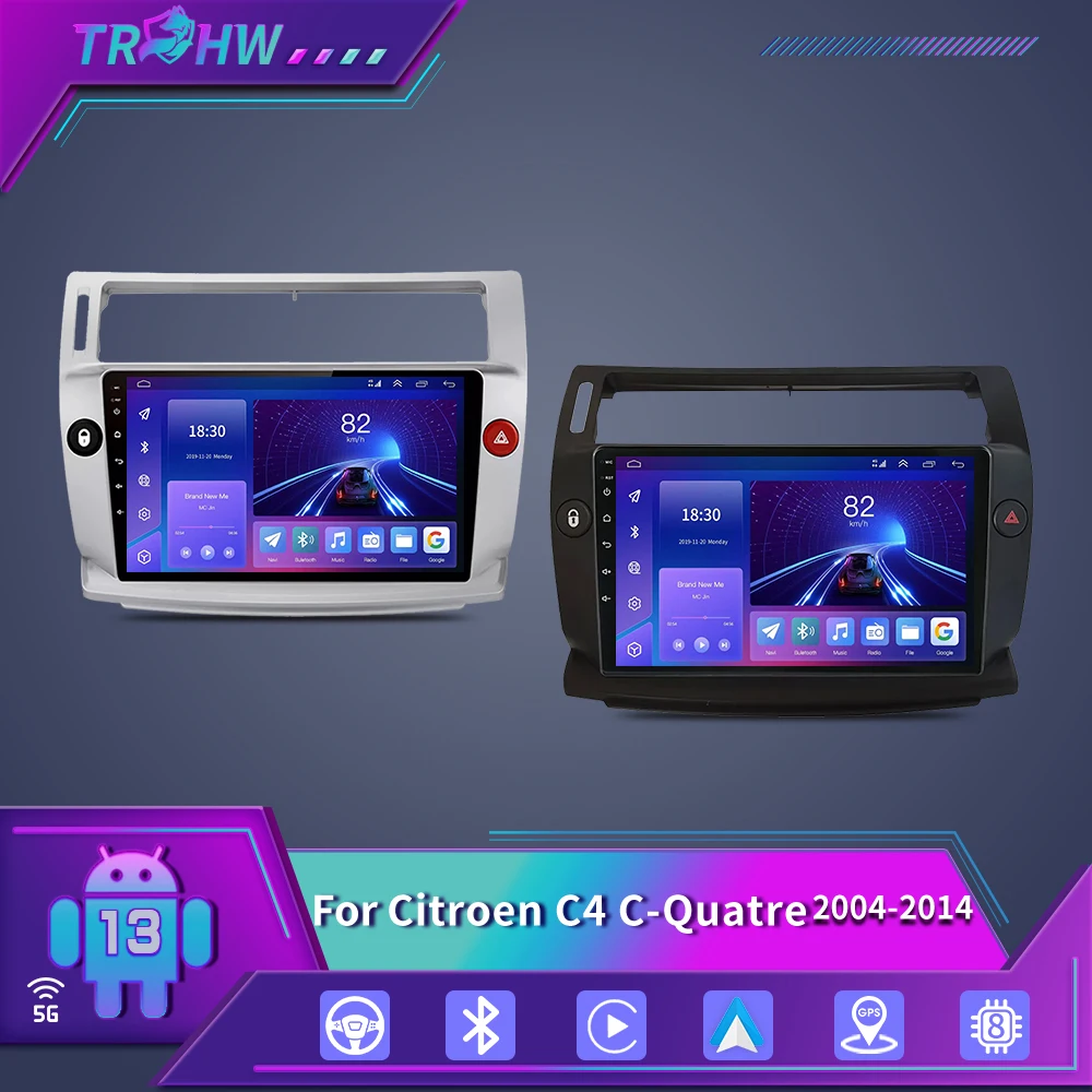 2 Din Android 13 Car Radio For Citroen C4 C-Triomphe Quatre 2004-2014 Multimedia Video Player GPS Carplay Auto Stereo Head Unit