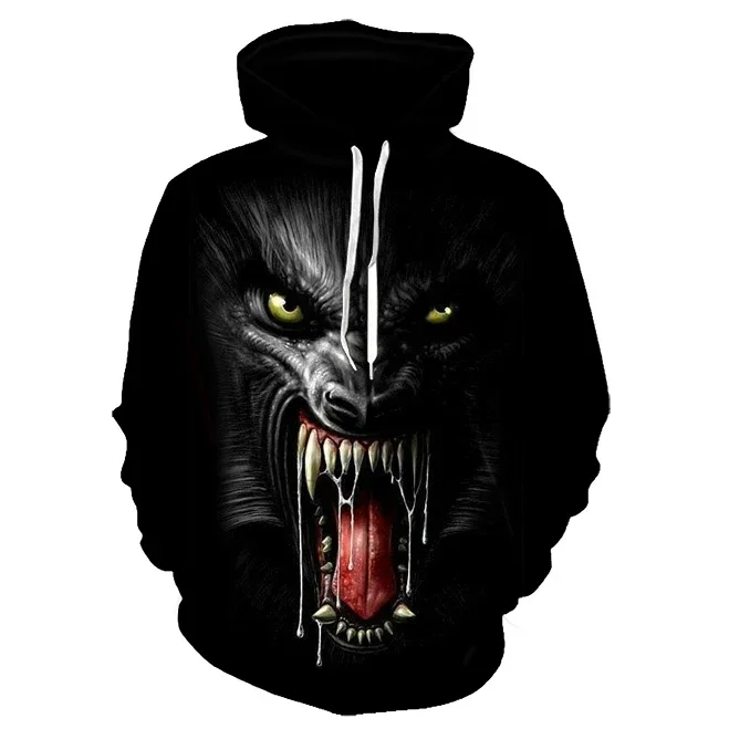 3D-Druck Hoodie mit Wolf-Motiv für Herren und Damen, modischer, lässiger Oversize-Pullover, Hip-Hop, Harajuku, Streetwear – Detail 15