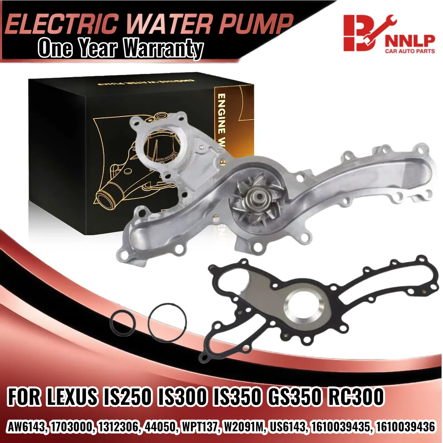 

Engine Water Pump w/ Gasket for Lexus GS350 2007-2011 2013-2015 IS300 V6 3.5L 1610039435,1610039436