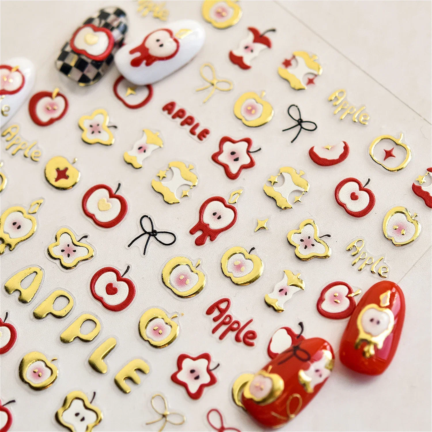 Rosso Verde Mela Ciliegia Bowknot Candela Stella Gelatina Pesca Frutta Cuore Fiore Pendenti e Ciondoli Unghie artistiche Decorazione Decalcomania per manicure